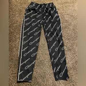 Champion Black and White Logo Sweatpants
